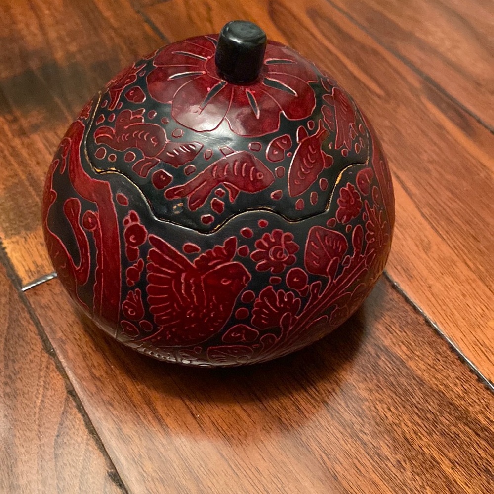 Mexican hand carved gourd
